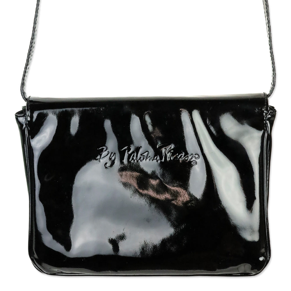 Paloma Picasso Black Patent Leather Crossbody Saddle Bag