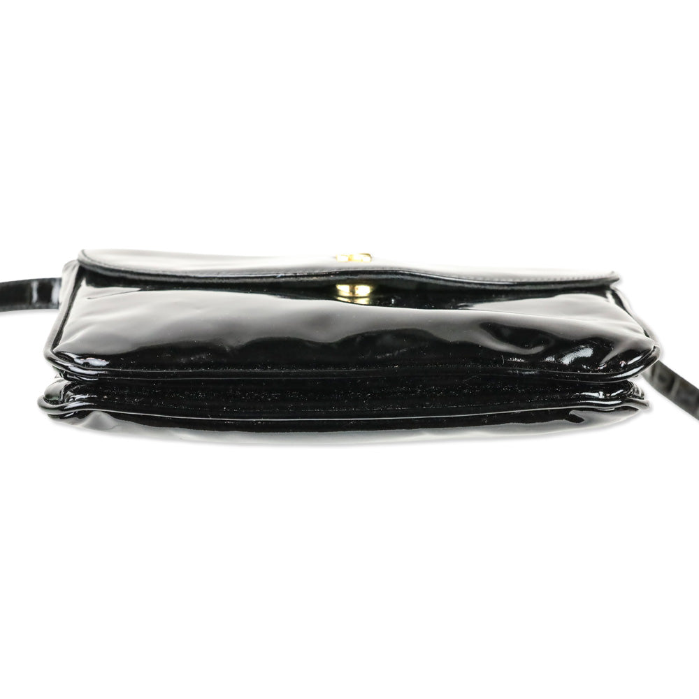 Paloma Picasso Black Patent Leather Crossbody Saddle Bag