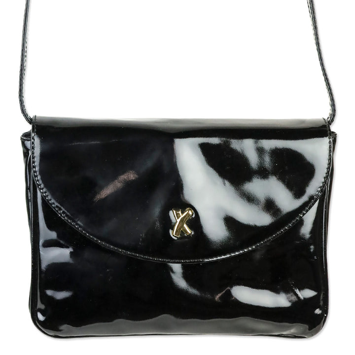 Paloma Picasso Black Patent Leather Crossbody Saddle Bag