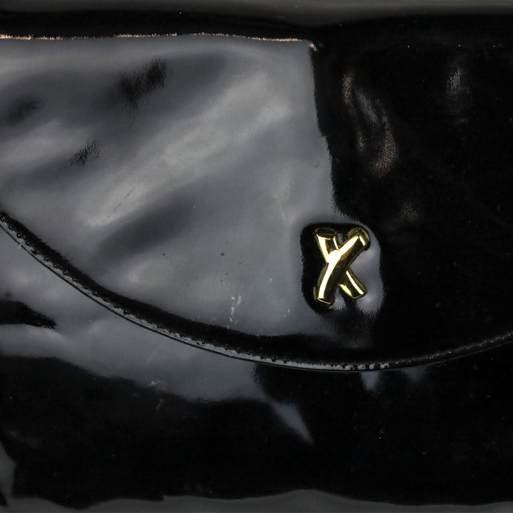 Paloma Picasso Black Patent Leather Crossbody Saddle Bag