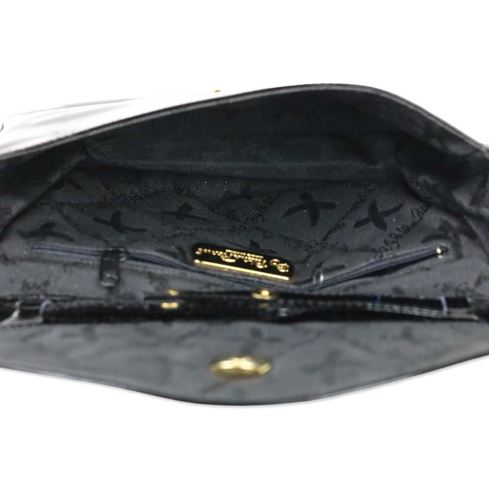 Paloma Picasso Black Patent Leather Crossbody Saddle Bag