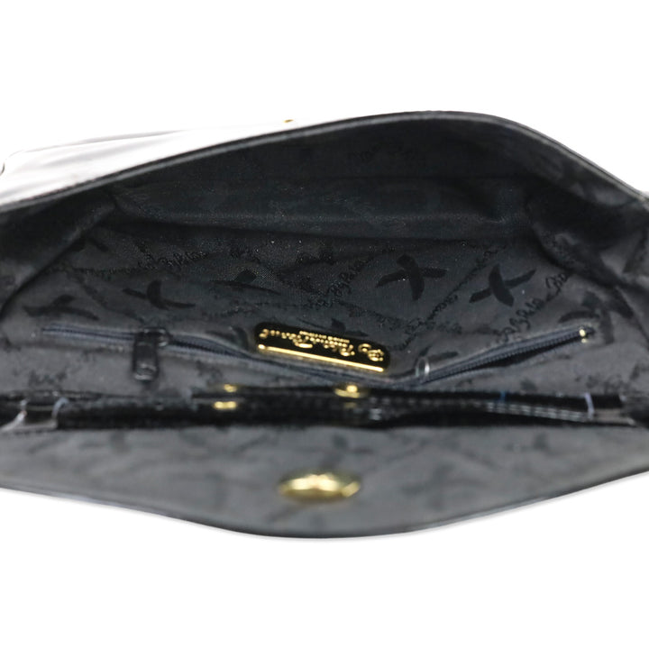 Paloma Picasso Black Patent Leather Crossbody Saddle Bag