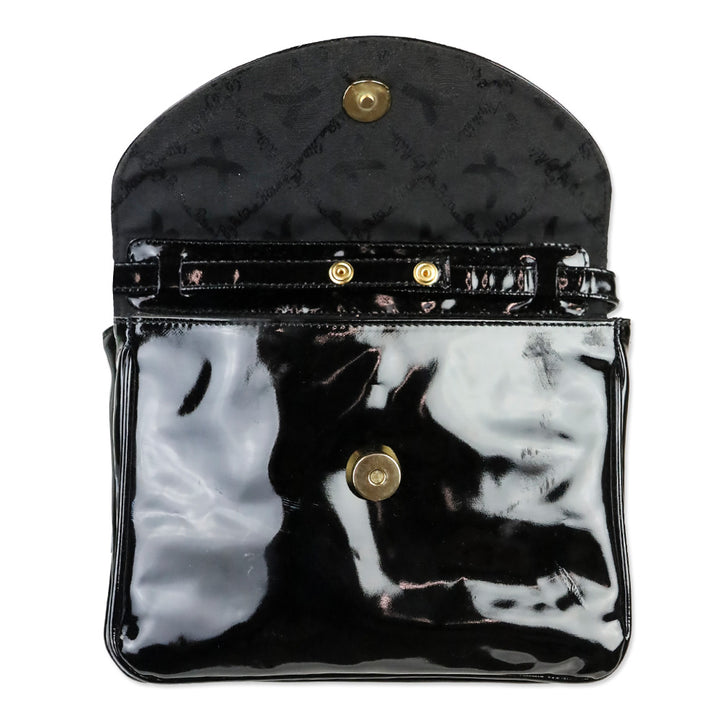 Paloma Picasso Black Patent Leather Crossbody Saddle Bag