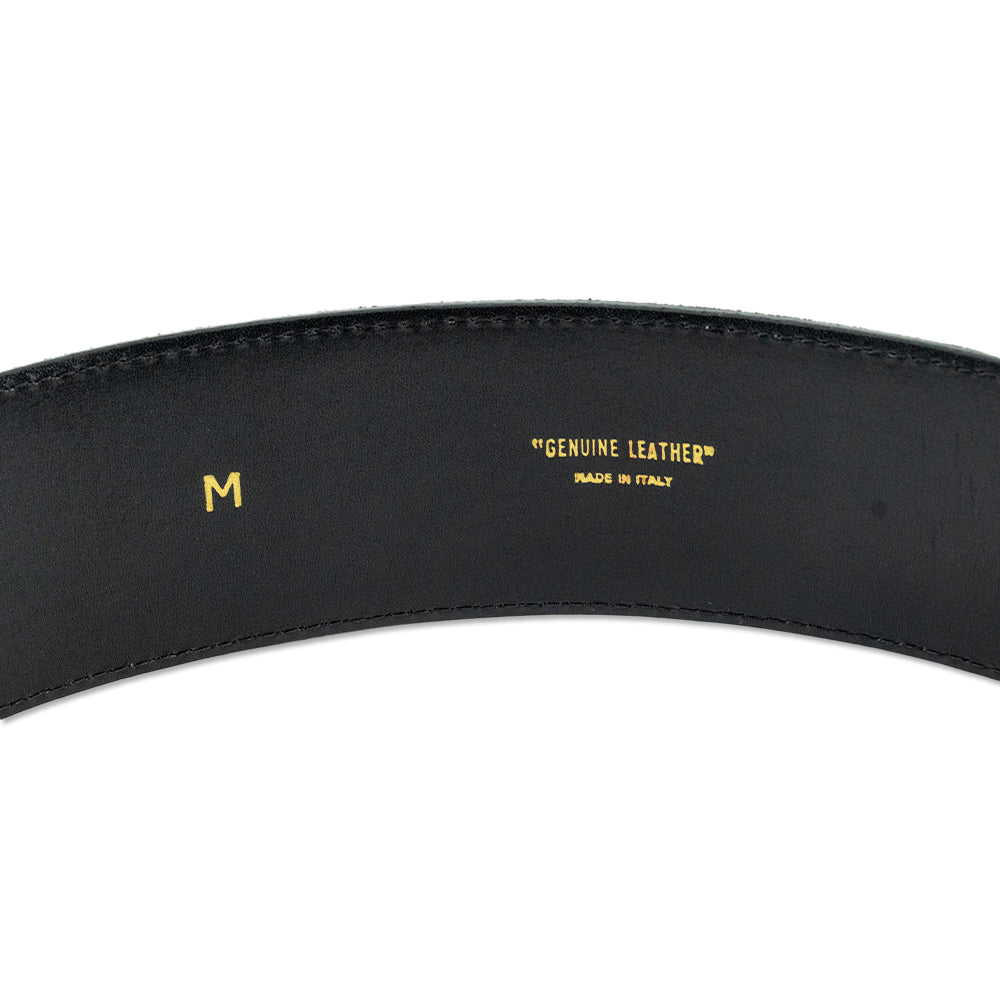 Paloma Picasso Black Suede Gold Chain Buckle Wide Belt