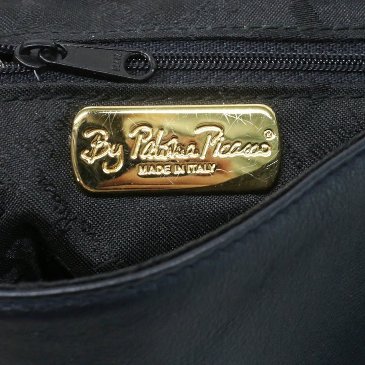 Paloma Picasso Navy Leather Flap Crossbody Saddle Bag