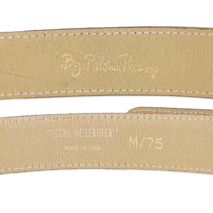 Paloma Picasso Vintage Tan Leather Belt with Gold Chain Link Buckle
