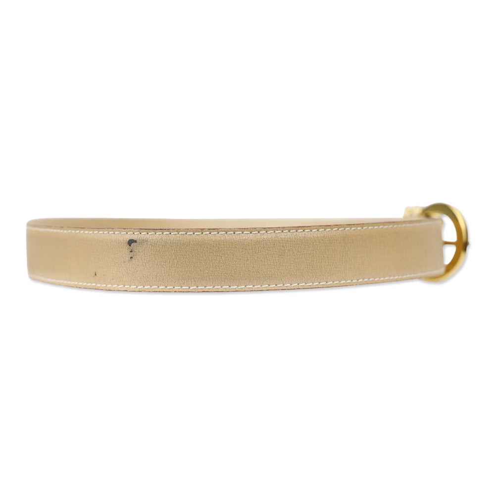 Paloma Picasso Vintage Tan Leather Belt with Gold Chain Link Buckle