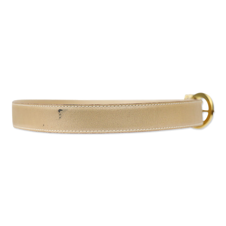 Paloma Picasso Vintage Tan Leather Belt with Gold Chain Link Buckle