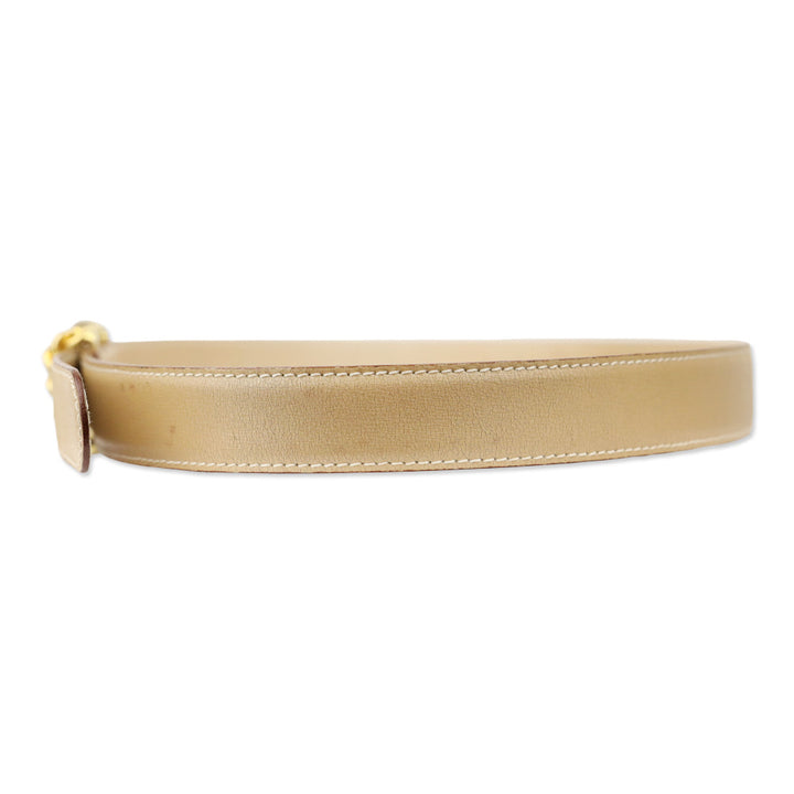 Paloma Picasso Vintage Tan Leather Belt with Gold Chain Link Buckle