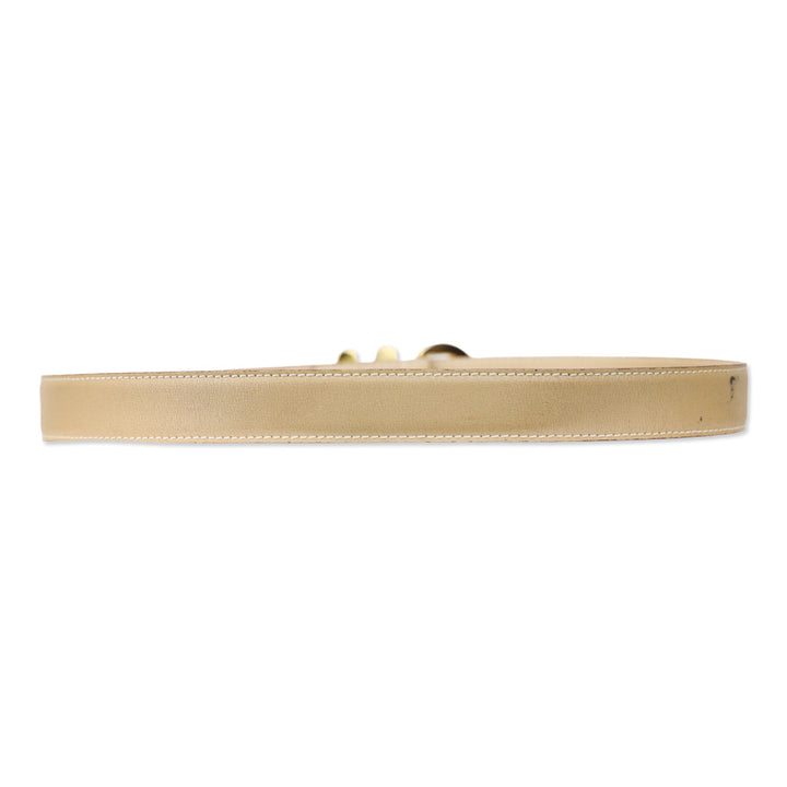 Paloma Picasso Vintage Tan Leather Belt with Gold Chain Link Buckle