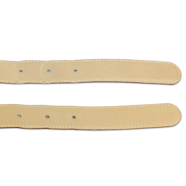 Paloma Picasso Vintage Tan Leather Belt with Gold Chain Link Buckle