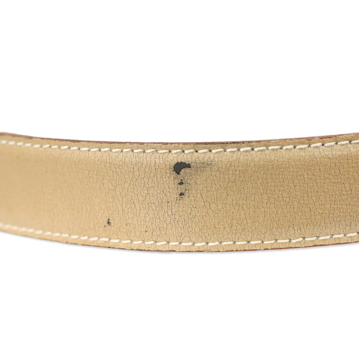 Paloma Picasso Vintage Tan Leather Belt with Gold Chain Link Buckle