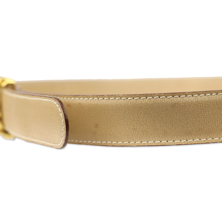 Paloma Picasso Vintage Tan Leather Belt with Gold Chain Link Buckle