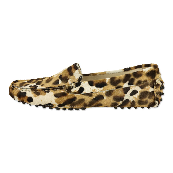 Paola Bentini Leopard Print Calf Hair Driving Loafers