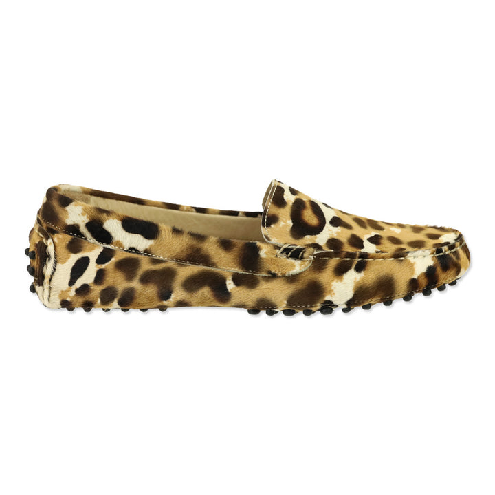 Paola Bentini Leopard Print Calf Hair Driving Loafers