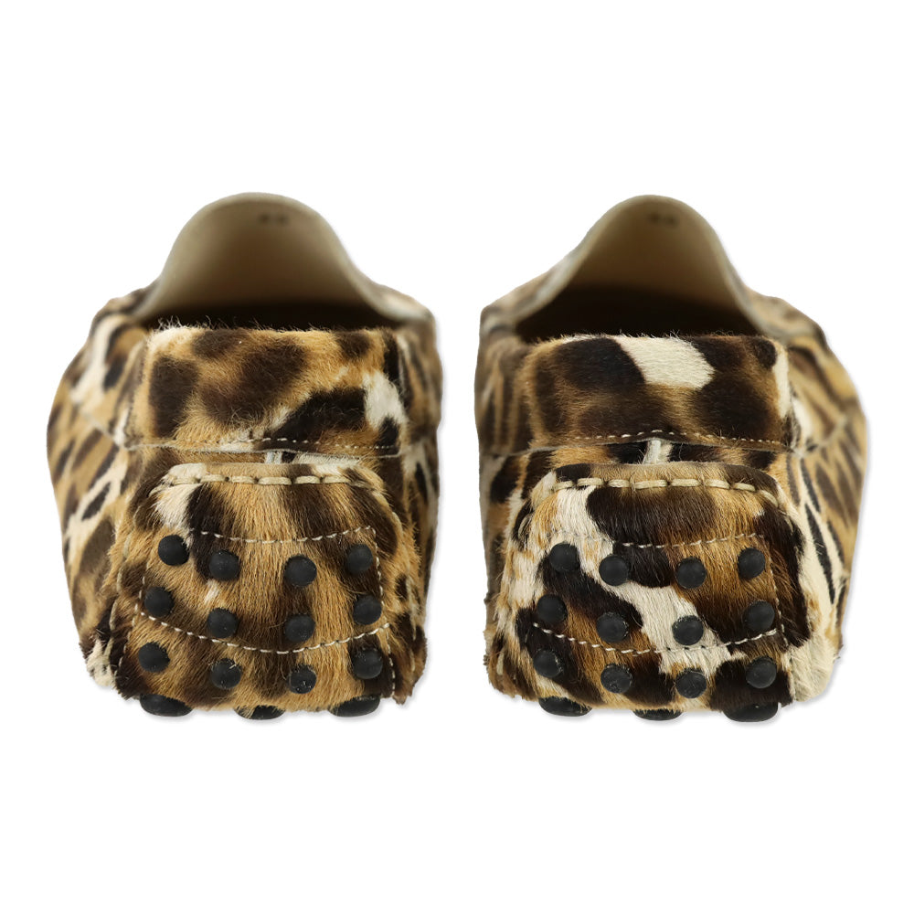 Paola Bentini Leopard Print Calf Hair Driving Loafers