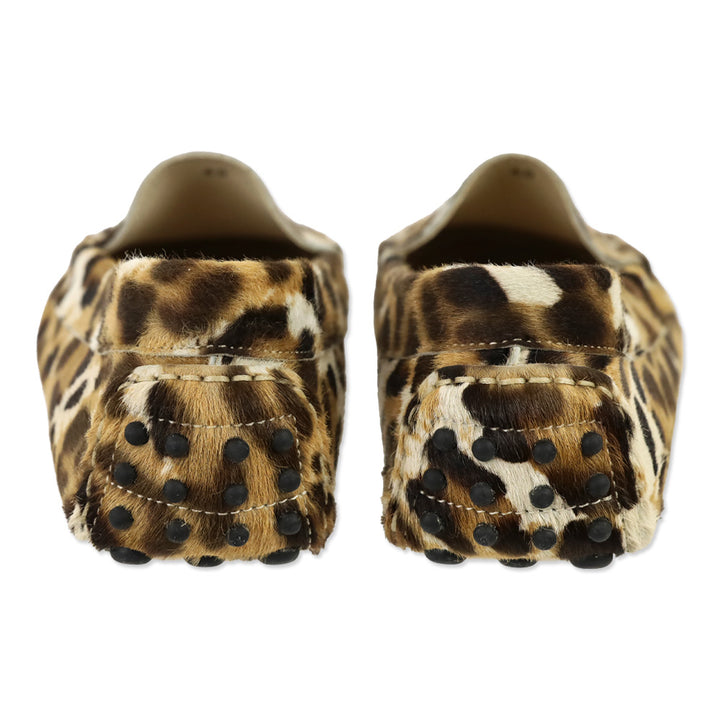 Paola Bentini Leopard Print Calf Hair Driving Loafers