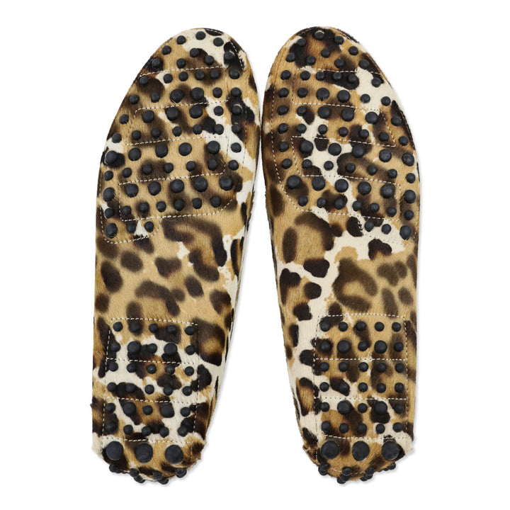 Paola Bentini Leopard Print Calf Hair Driving Loafers
