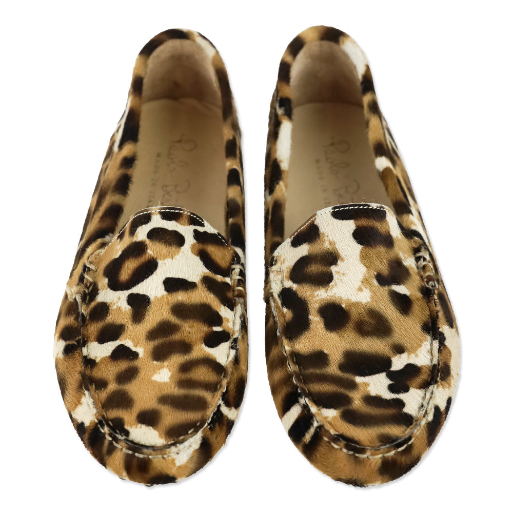 Paola Bentini Leopard Print Calf Hair Driving Loafers