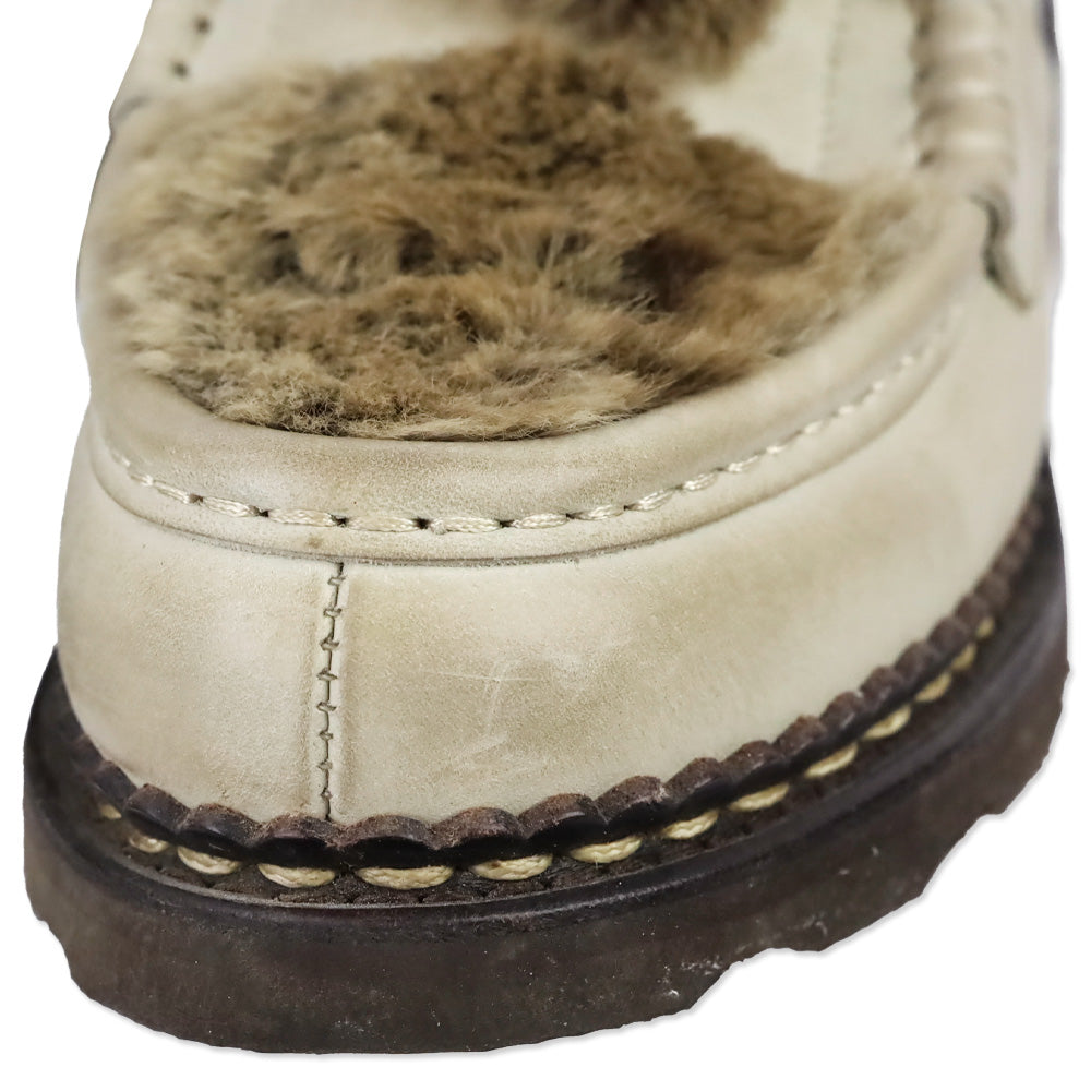 Paraboot Orsay Lapin Beige Leather Rabbit Fur Penny Loafer