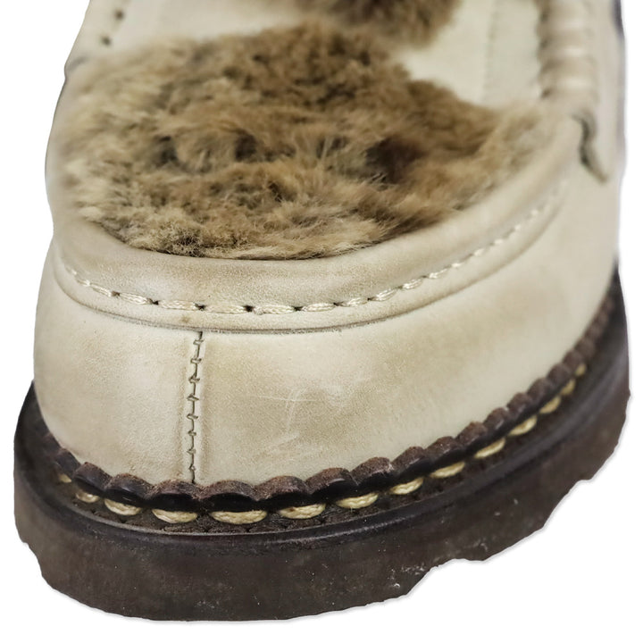 Paraboot Orsay Lapin Beige Leather Rabbit Fur Penny Loafer