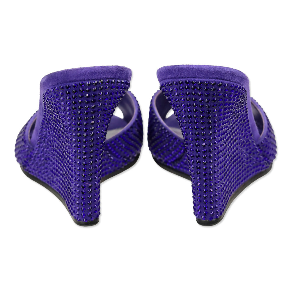 Paris Texas Amethyst Suede Crystal 95 Holly Wanda Wedge Mule Sandal