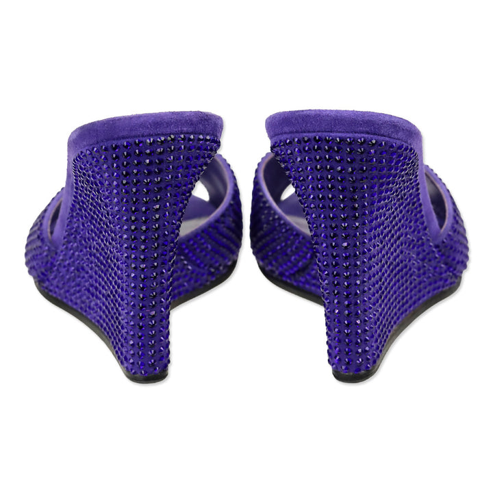 Paris Texas Amethyst Suede Crystal 95 Holly Wanda Wedge Mule Sandal