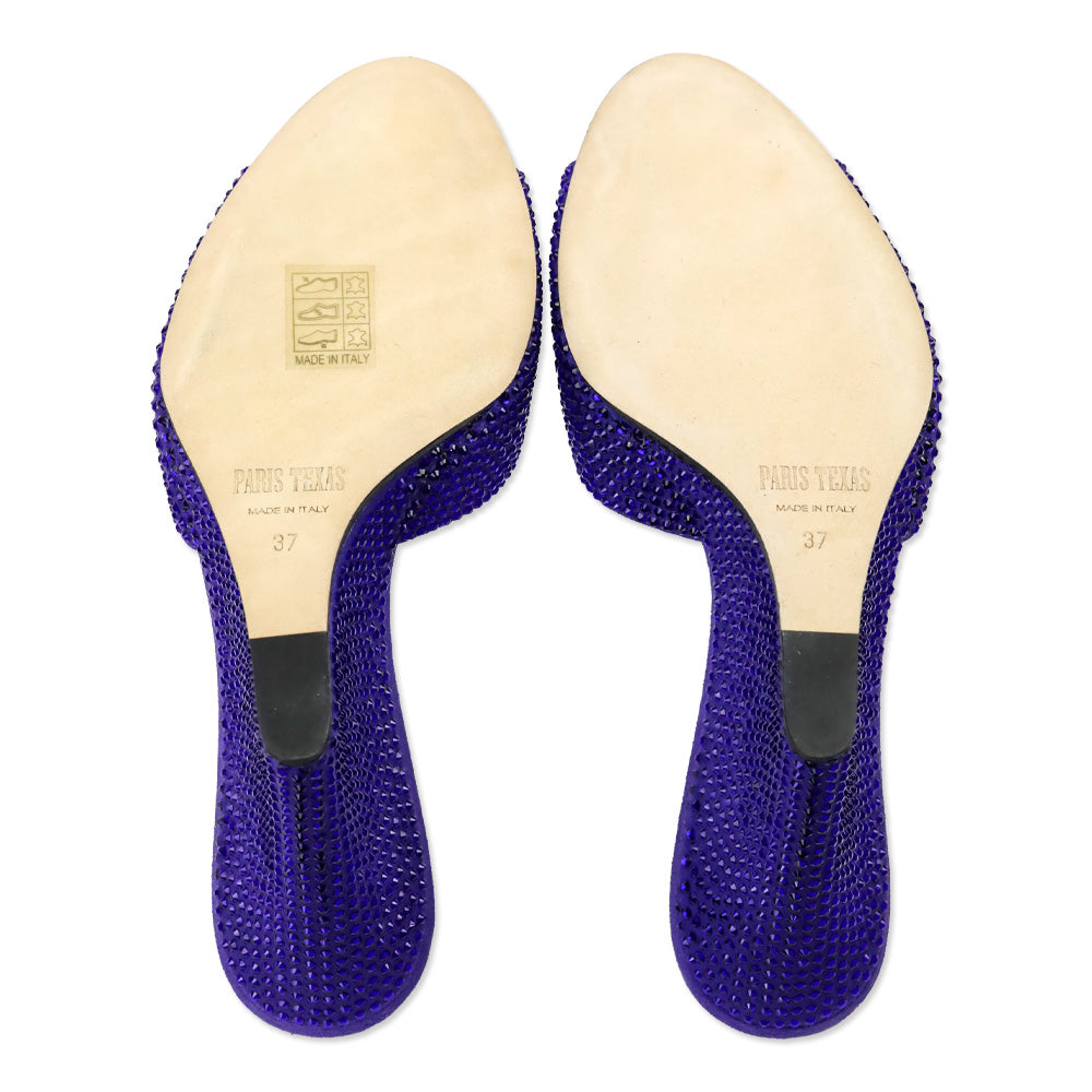Paris Texas Amethyst Suede Crystal 95 Holly Wanda Wedge Mule Sandal