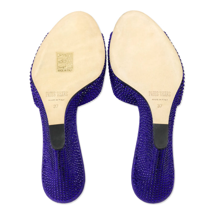 Paris Texas Amethyst Suede Crystal 95 Holly Wanda Wedge Mule Sandal