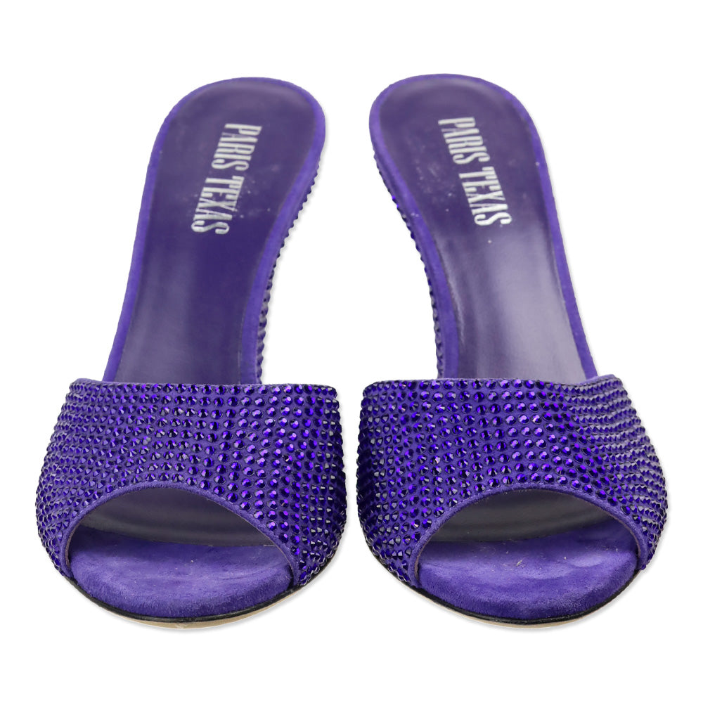 Paris Texas Amethyst Suede Crystal 95 Holly Wanda Wedge Mule Sandal