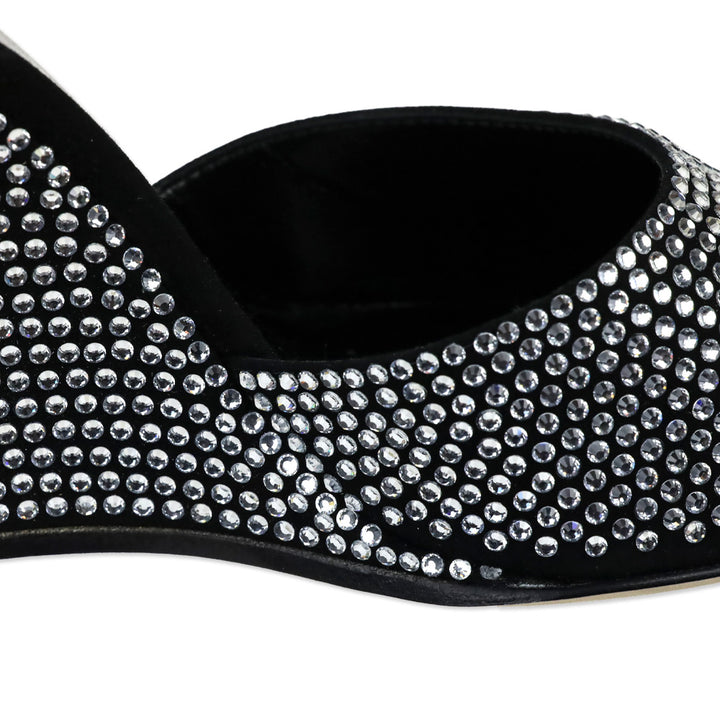 Paris Texas Black Diamond Suede Crystal 95 Holly Wanda Wedge Mule Sandal