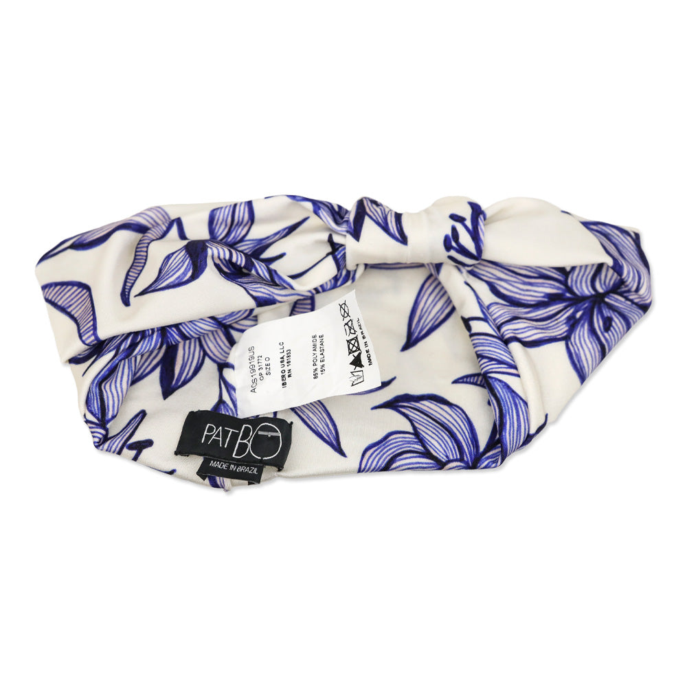 Patbo Blue/White Lily Print Twist Knot Headband