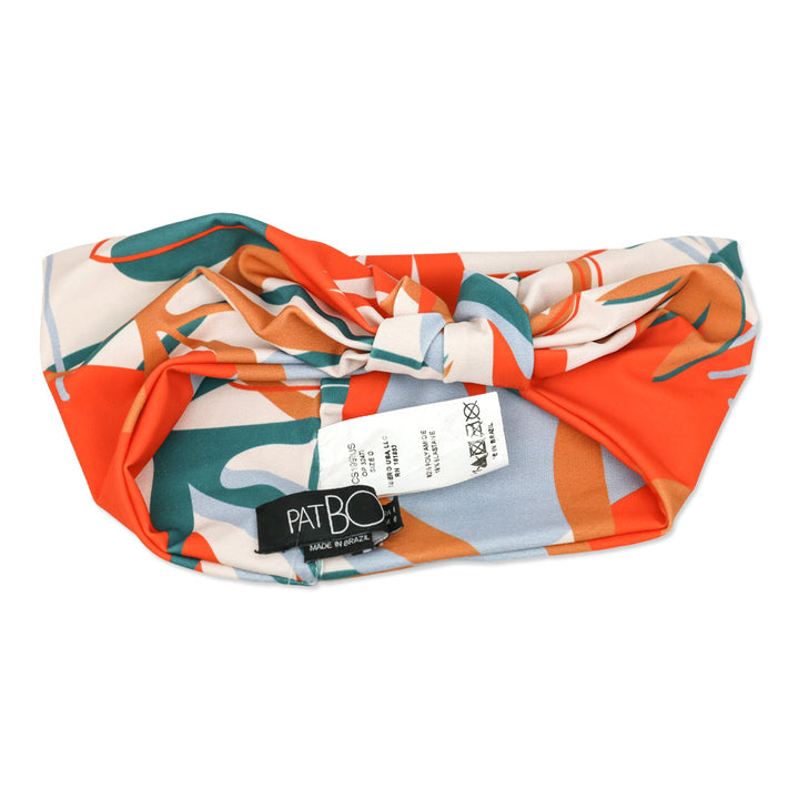 Patbo Orange/Teal Leaf Print Twist Knot Headband