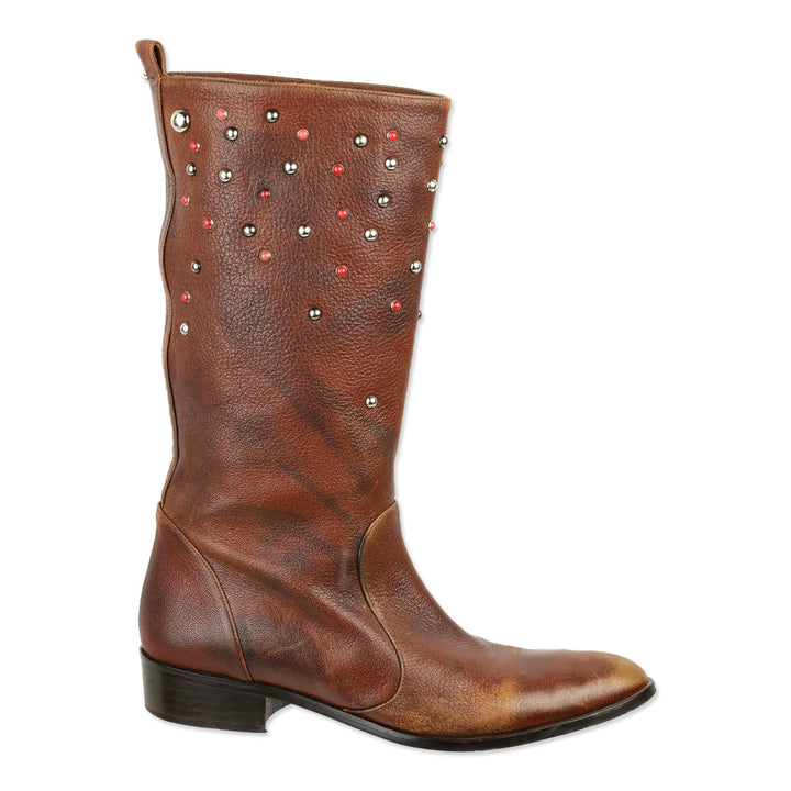 Patrizia Pepe Brown Studded Western Boot