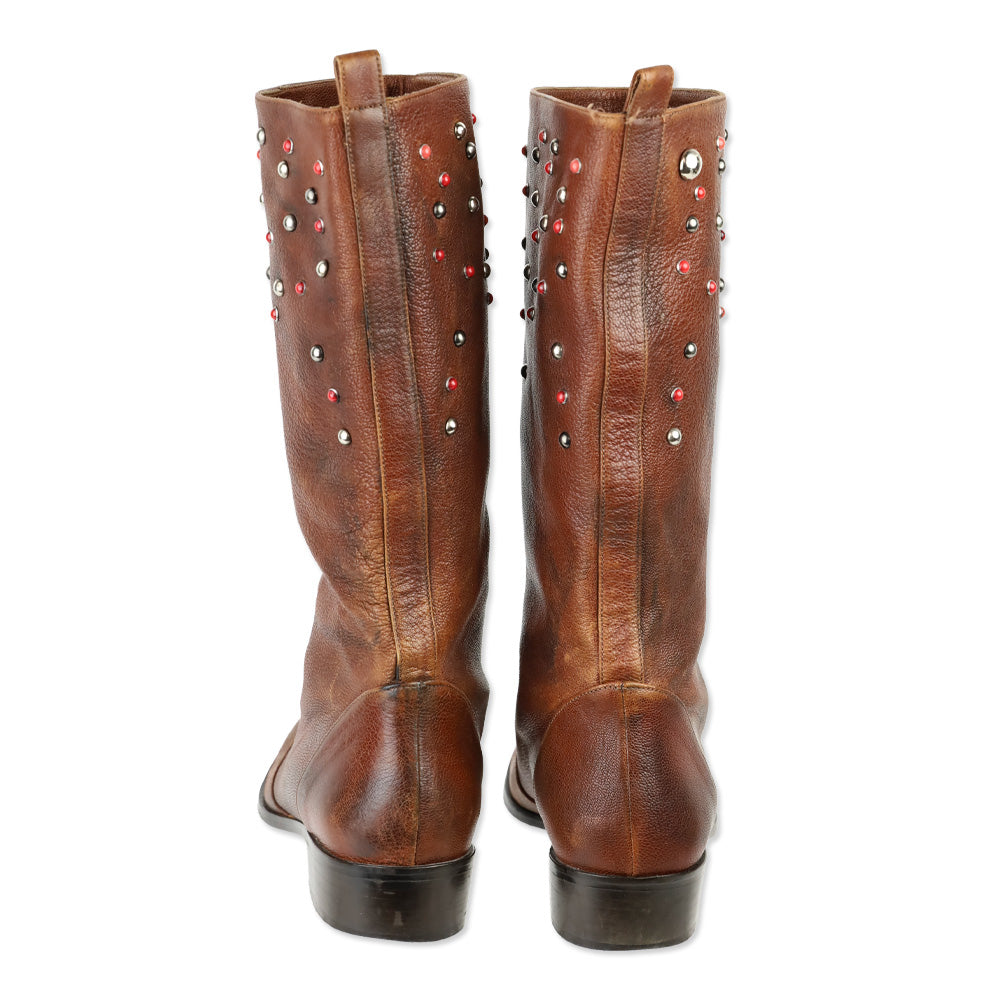 Patrizia Pepe Brown Studded Western Boot