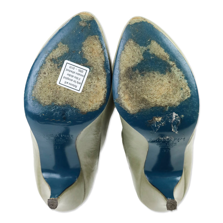 Patrizia Pepe Olive Crinkle Leather Riding Boots