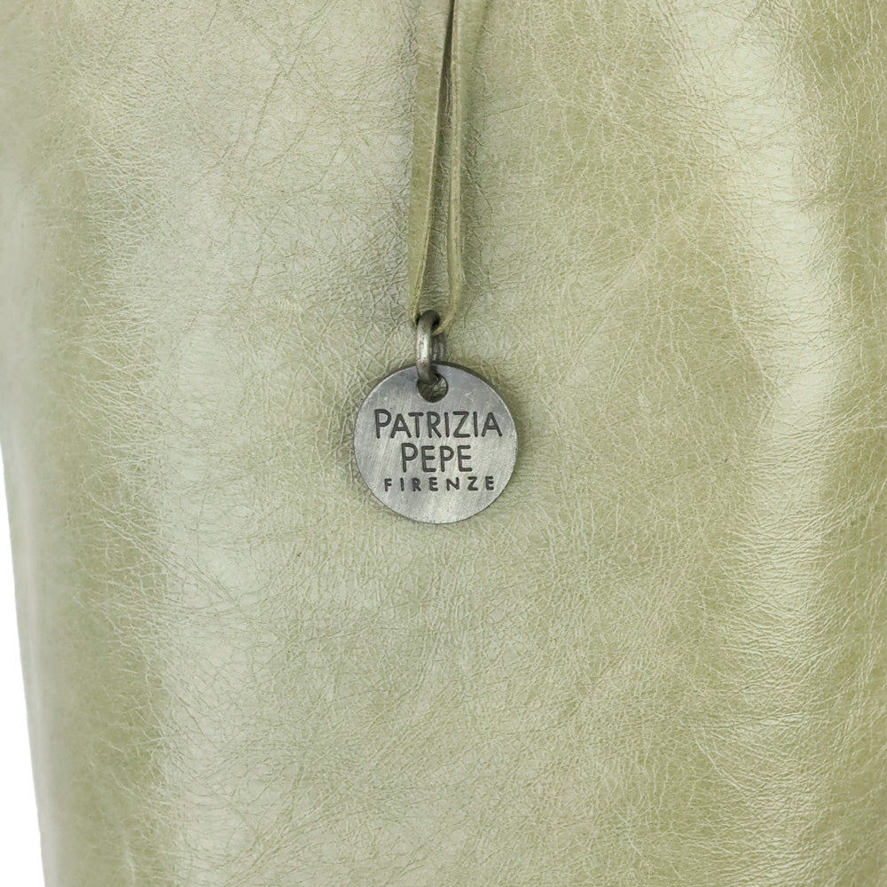 Patrizia Pepe Olive Crinkle Leather Riding Boots