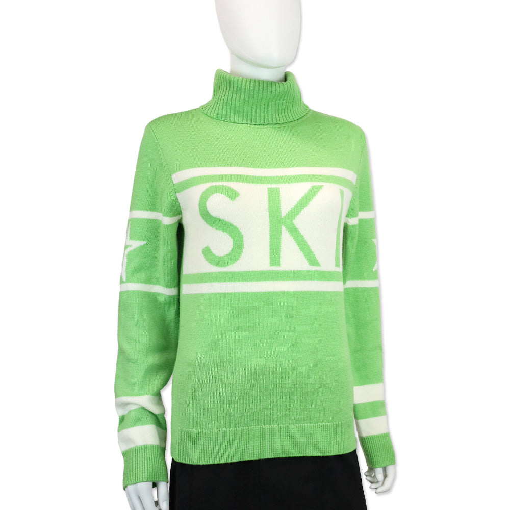 Perfect Moment Green Schild Intarsia Merino Wool-Knit Turtleneck Sweater