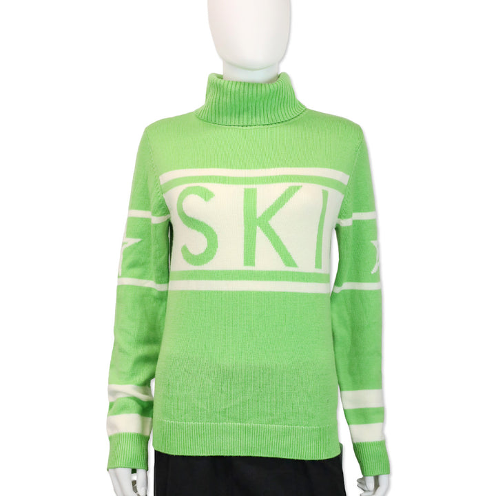 Perfect Moment Green Schild Intarsia Merino Wool-Knit Turtleneck Sweater
