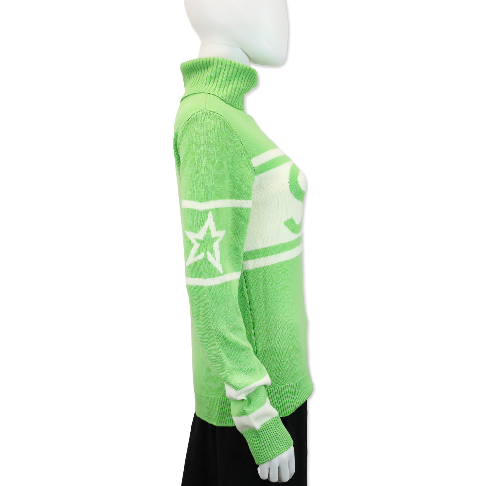 Perfect Moment Green Schild Intarsia Merino Wool-Knit Turtleneck Sweater