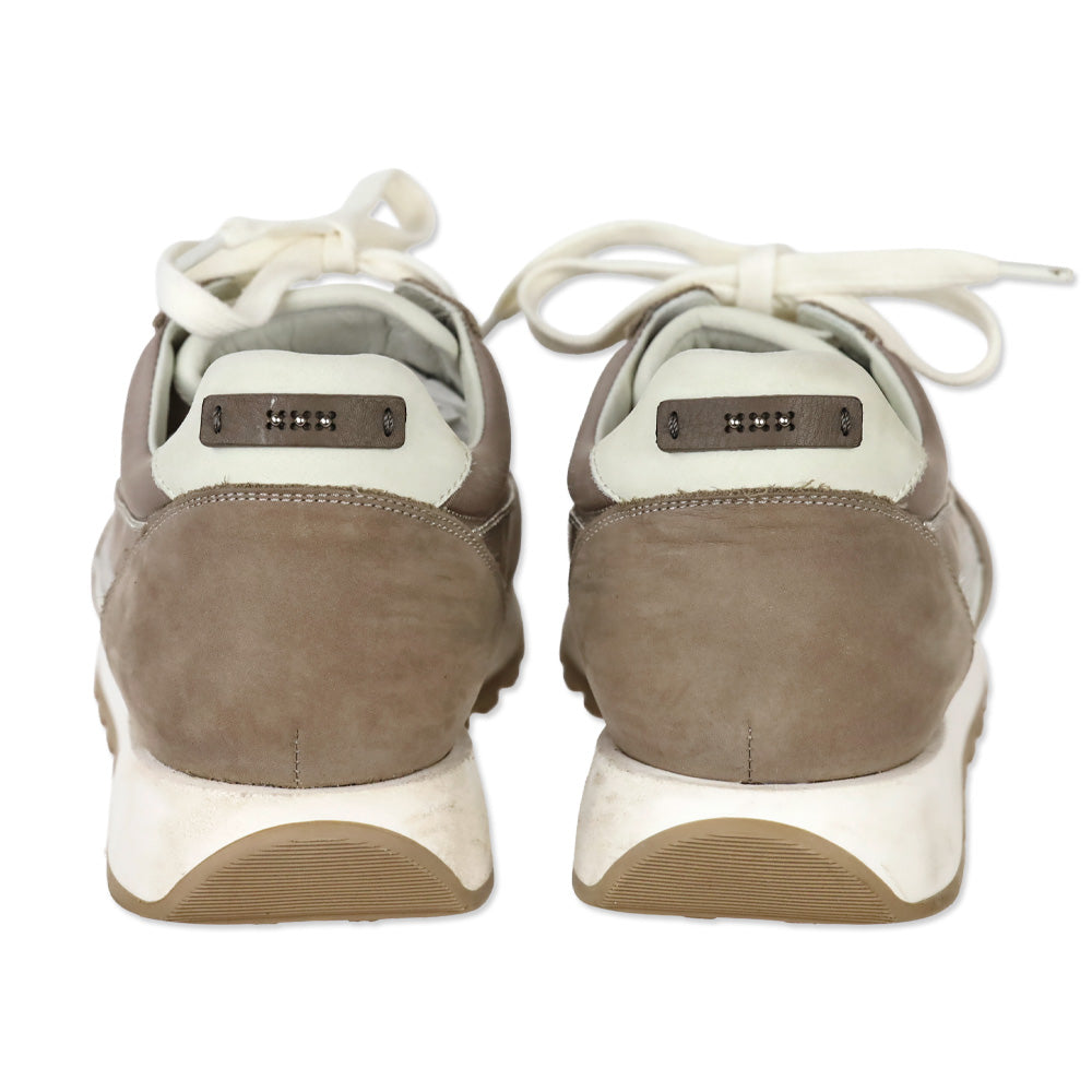 Peserico Amber Beige Nubuck Sequin Low-Top Sneaker