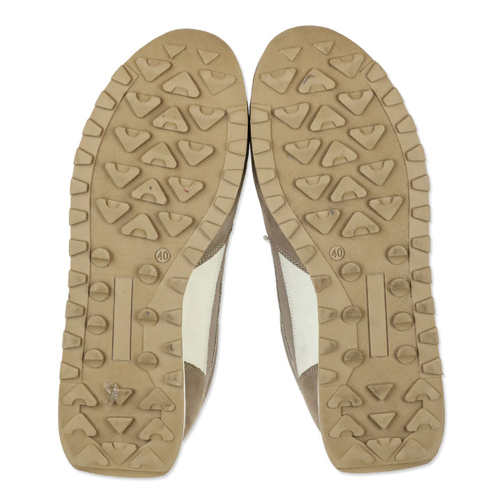 Peserico Amber Beige Nubuck Sequin Low-Top Sneaker