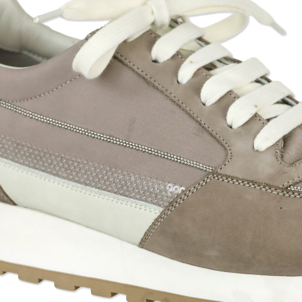 Peserico Amber Beige Nubuck Sequin Low-Top Sneaker