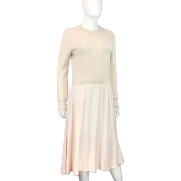 Peserico Powder Pink Knitted Sweater Midi Dress