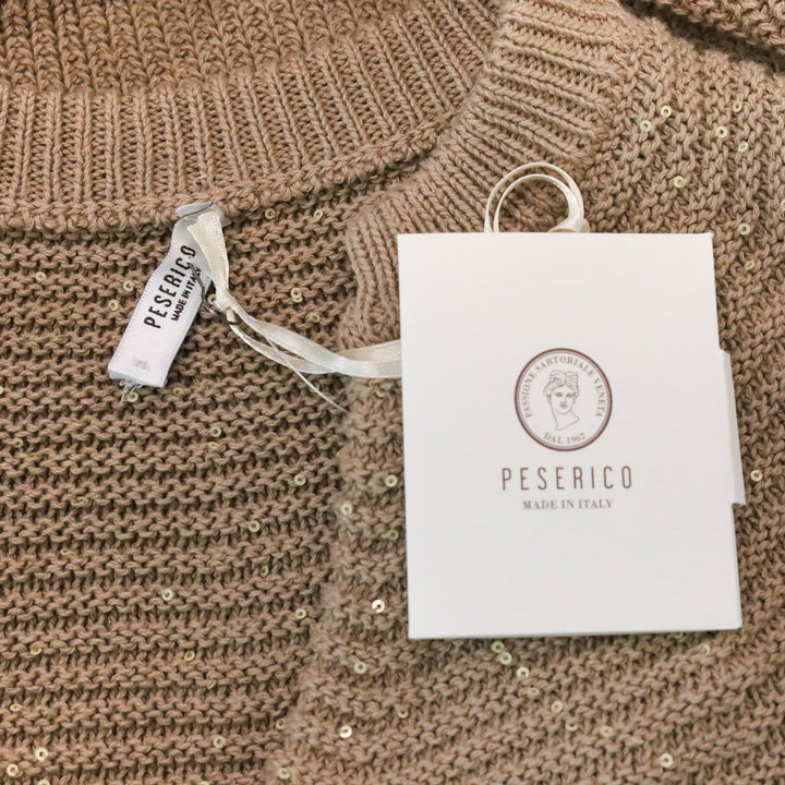 Peserico Tan Sequin Knit Cardigan