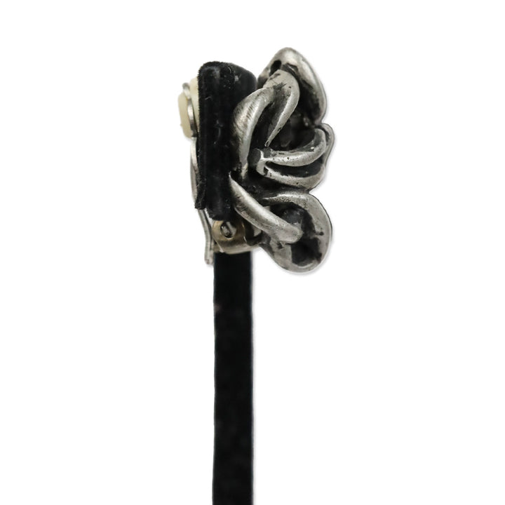 Pewter Woven Stud Clip On Earrings