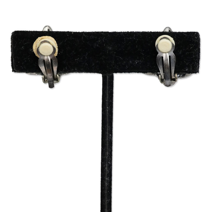Pewter Woven Stud Clip On Earrings
