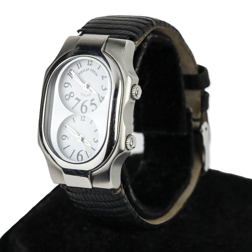 Philip Stein Teslar Watch with Black Lizard Embossed Leather Band