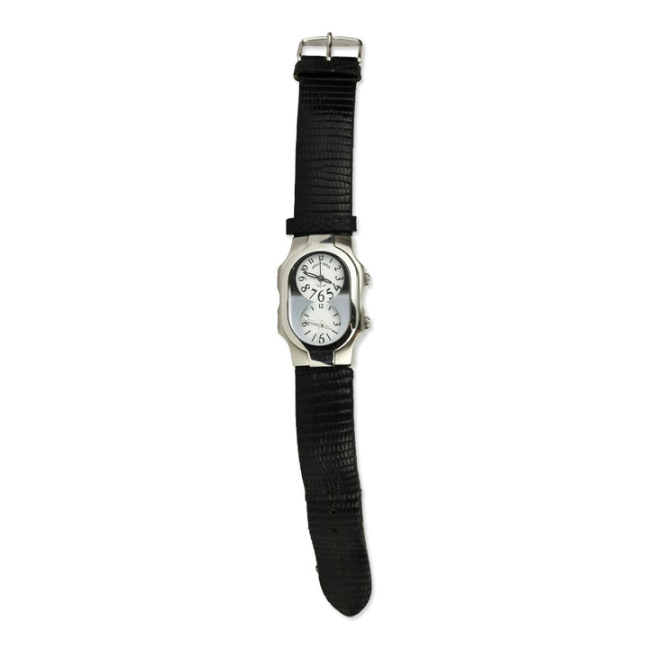 Philip Stein Teslar Watch with Black Lizard Embossed Leather Band