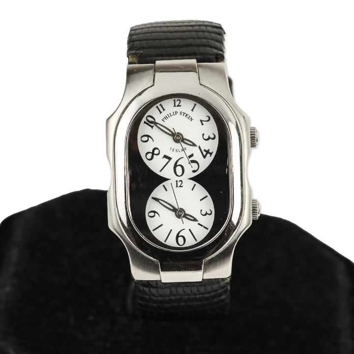 Philip Stein Teslar Watch with Black Lizard Embossed Leather Band